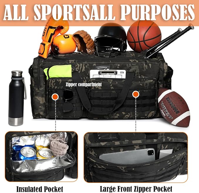 130L Extra Large Duffle Bag for Men, Heavy Duty Large Duffle Bag for Travel | Shoe Compartment, XL Sports Gym Equipment Bag for Hockey Football Baseball Basketball & More - Image 3
