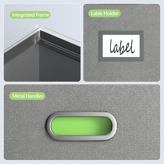 File Organizer Box - File Boxes for Hanging Files with Lid Set of 2 Decorative Hanging Folders Letter Size Organizer with One-Piece Plastic Frame Slides (Grey, 13.2 * 10.1 * 10.1in(2Pack)) - Image 4