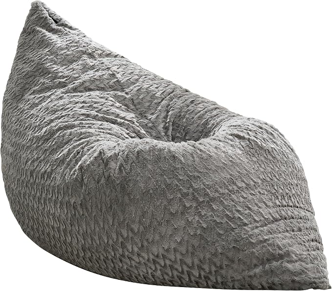 Hobestluk Adult Bean Bag Chair 3 in 1 Convertible Large Bean Bag Sofa | Chevron Plush Grey,Machine Washable,Removable Cover,Easy Convert And Install,Floor Bed,For Livingroom Bedroom - Image 9