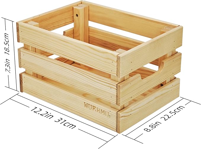 Wooden Crates, Set of 4 for Storage, Milk Crate, Wine Box, Toy Bin, Display Decor, and Camping, 12.2 Inch Sturdy Multi-Purpose Wood Boxes. - Image 3