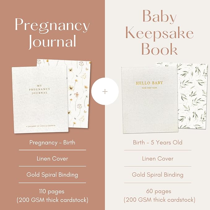 Pregnancy Journal & Baby Memory Book Bundle – Baby Book Keepsake for Expecting Moms, Newborn Milestones & First Year Moments – Baby Gift for Baby Showers & New Parents (Unisex) - Image 2
