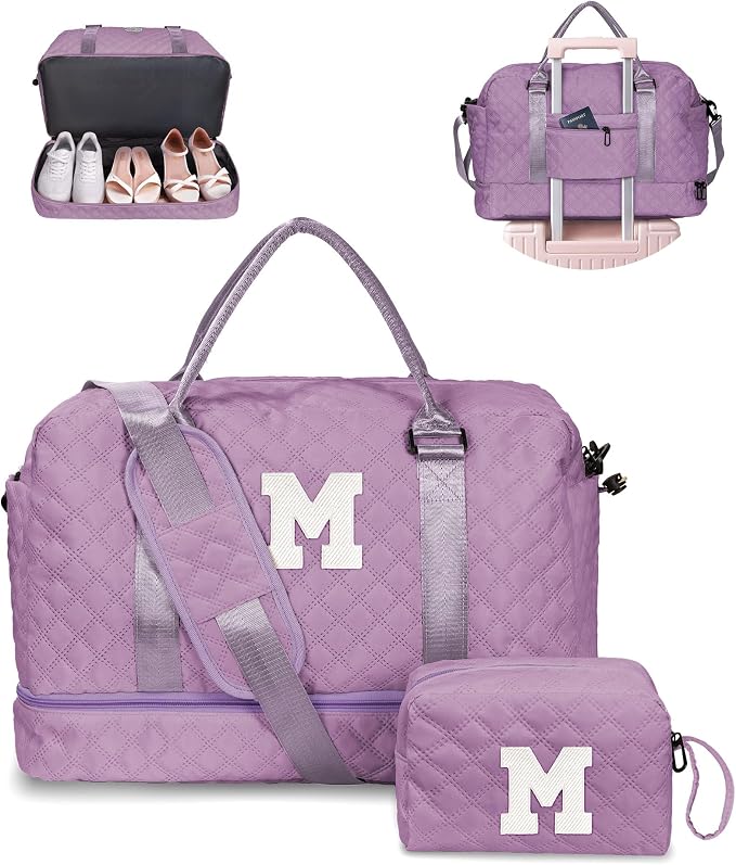 Gifts for Daughter-Personalized Travel Bag with Shoe Compartment by Vogewood