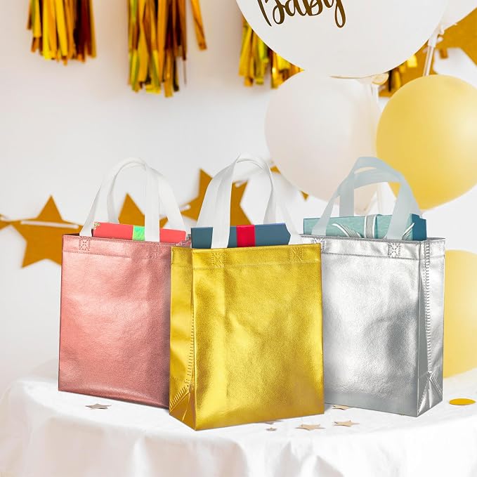 BLEWINDZ 100 Medium Reusable Gift Bags with Handles - Ideal Party Favors & Shopping Bags (10 Colors) - Image 3