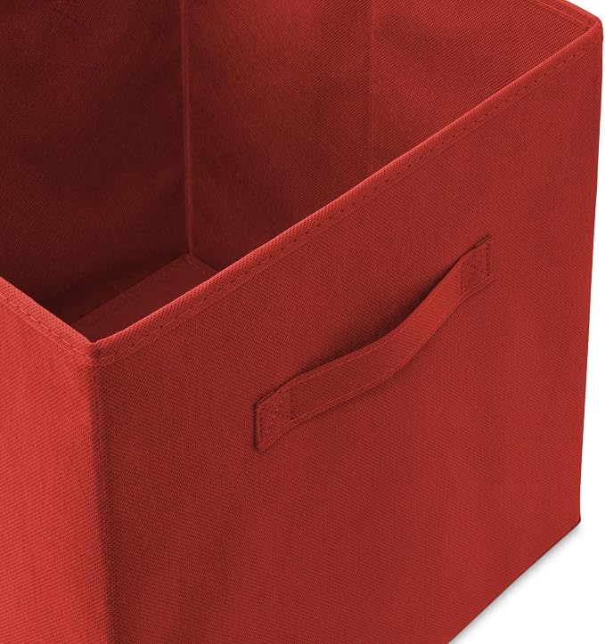 Casafield Set of 12 Collapsible Fabric Cube Storage Bins, Red - 13" Foldable Cloth Baskets for Shelves, Cubby Organizers & More - Image 3