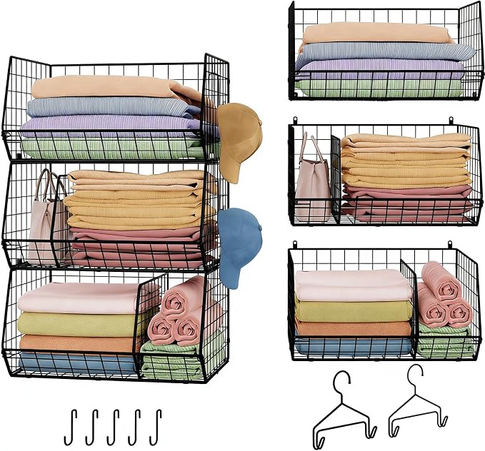 Jautokerdar 3 Tier Closet Hanging Shelves with Divider, Extra Large Closet Organizers and Storage, Clothes Hanging Organizer Clothing Sweaters Handbags Clutches Accessories by Jautokerdar