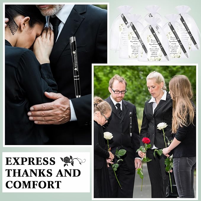Engrowtic 202 Pcs Funeral Guest Book Funeral Favors Set for Memorial Service, Celebration of Life Guest Book 50 Memory Cards with Box 50 Memorial Prayer Cards 50 Ballpoint 50 Bags for Sympathy Gifts - Image 6