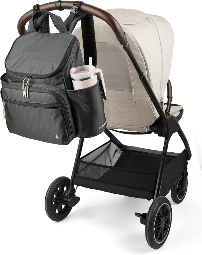 Skip Hop Diaper Bag Backpack with Portable Changing Pad Adjustable Pocket for 30 oz Tumblers 9 Total Pockets Insulated Packing Cubes Luggage Sleeve & Stroller Straps Fits a 14” Laptop Forma Next Black - Image 6