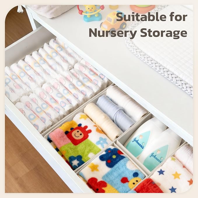 Drawer Organizer, 16 Pack Baby Dresser Organizer for Nursery, Foldable Closet Organizers and Storage Dresser Dividers for Clothes, Socks, Scarves, Ties (White) - Image 5