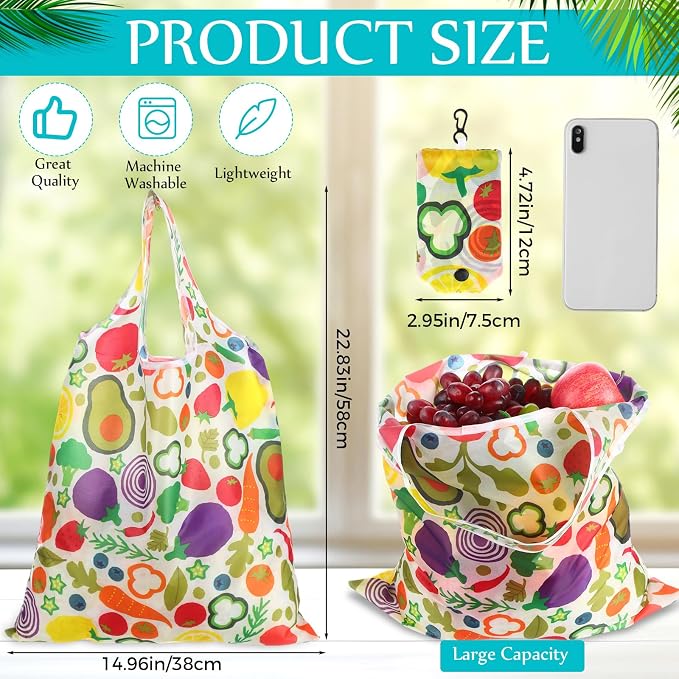 Paterr 46 Pcs Foldable Reusable Grocery Bags Bulk Machine Washable Waterproof Shopping Bags Packable Grocery Tote Pouches - Image 4