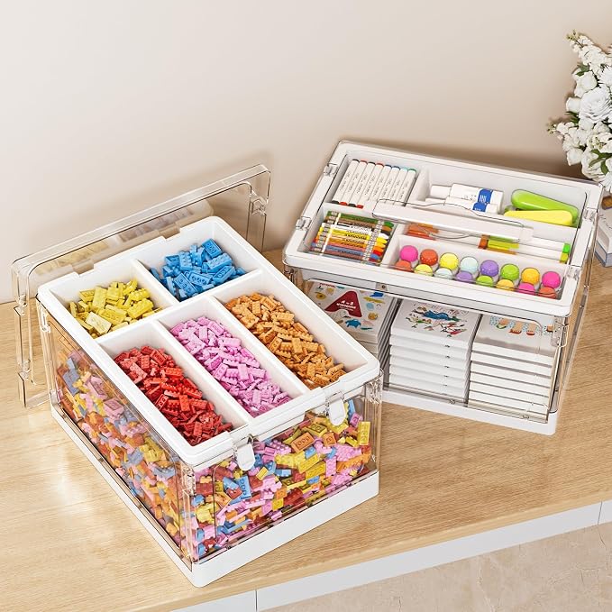 24QT 1Pack Craft Organizers and Storage with Tray, Craft Storage Box | Art Supply Organizer and Storage with Lid for Medicine Cabinet, Medicine Cabinet Organizer, Sewing, Playdoh and Tools - Image 3