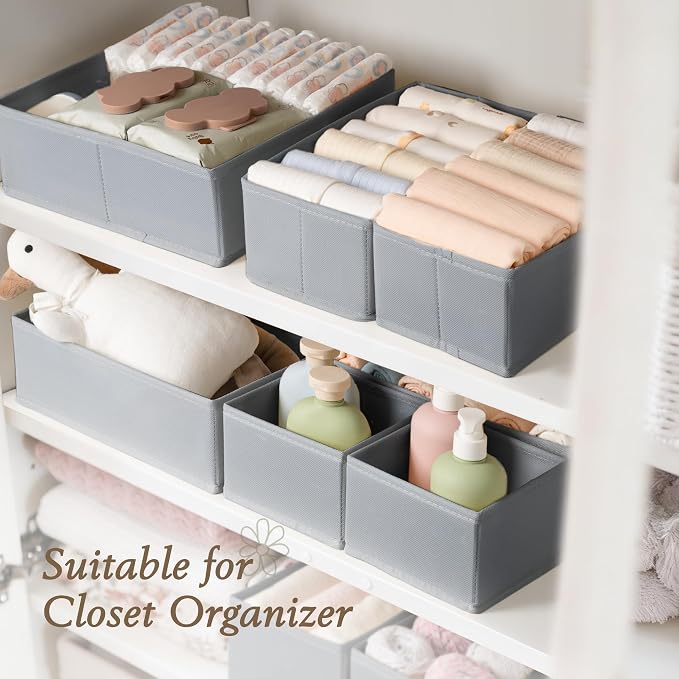 Drawer Organizers 18-Piece Set, Dresser Organizer for Baby Clothes, Foldable Closet Storage & Drawer Dividers for Underwear, Socks, Nursery (Gray) - Image 6
