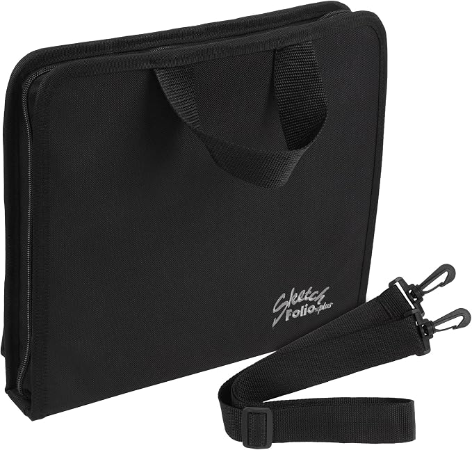 Creative Mark Sketch Folio Plus - Water-Resistant Zippered Nylon Sketch Padfolio, Black Art Travel Bag for Plein Air Artists, Holds 9x12 Sketchbook, Pockets for Brushes, Pencils & Accessories by CreativeMark
