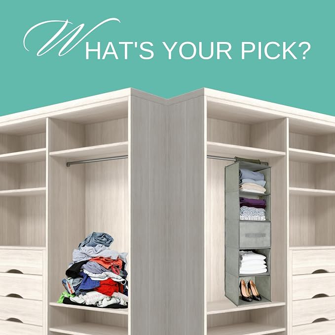 Fabric Closet Organizer, Collapsible Hanging Closet Organizers and Storage - Hanging Closet Organizer with Removable Drawer for Travel, Home Organization Shelves and Dorm Storage Room Essentials - Image 5