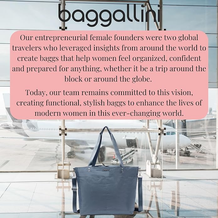Baggallini Carryall Tote - Lightweight Nylon Zipper Top Weekender Travel Beach Bag w/Luggage Sleeve - Image 8