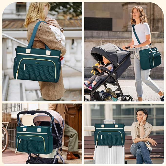RAINSMORE Diaper Bag Tote, Large Diaper Baby Bag Waterproof Multifunctional Diaper Bag with Pacifier Case & Changing Pad - Image 7