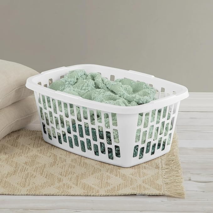 4 Pack Plastic Laundry Baskets, 1.5 Bushel with Handles & Ventilated Sides | Stackable laundry baskets with grip handles, ventilated sides & big capacity for bedroom, bathroom, dorm and laundry use - Image 6