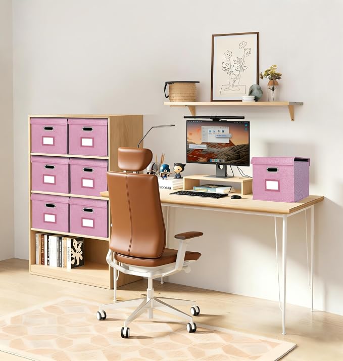 2 Pack Hanging File Folder Box with Lid, Durable Letter Size Filing Storage Box, Sturdy File Holder with Cardboard Support PVC Rails for Office Home Organizer, Pink - Image 7