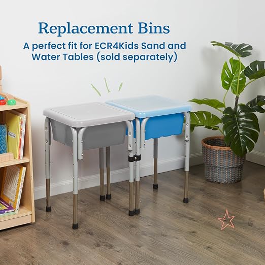 ECR4Kids Stackable Square Bins with Non-Snap Lids, Multipurpose Organization, Grey, 2-Pack - Image 5