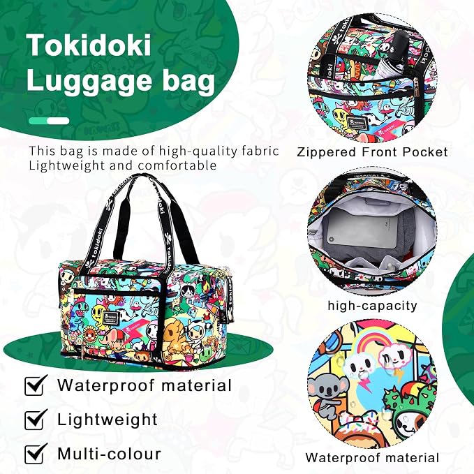 Tokidoki Unicorno Weekender Bags for Women travel Expandable Carry on Bag with Trolley Sleeve Foldable Duffle for Work (Green) - Image 5