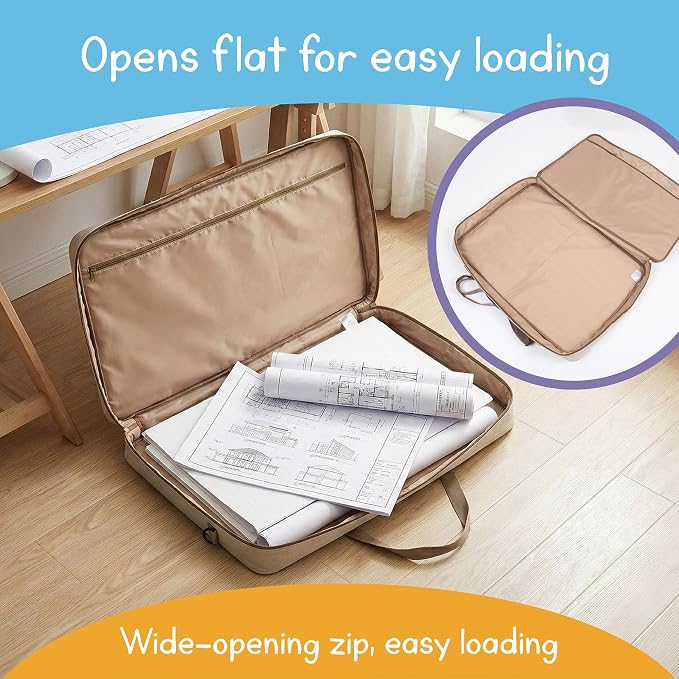 Large Art Portfolio Bag with Padded Protection – 30"×21.5" Water-Resistant Storage & Travel Bag for Canvases, Posters, Cutting Mats, Teaching Materials, Multiple Pockets - Image 4
