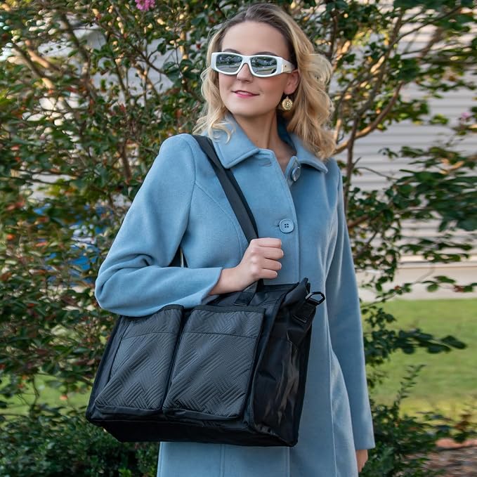 ITIEZY Large Utility Tote Bag for Women with 18 Pockets, Waterproof Teacher Nurse Bags with Zipper for Everyday Travel Work - Image 2