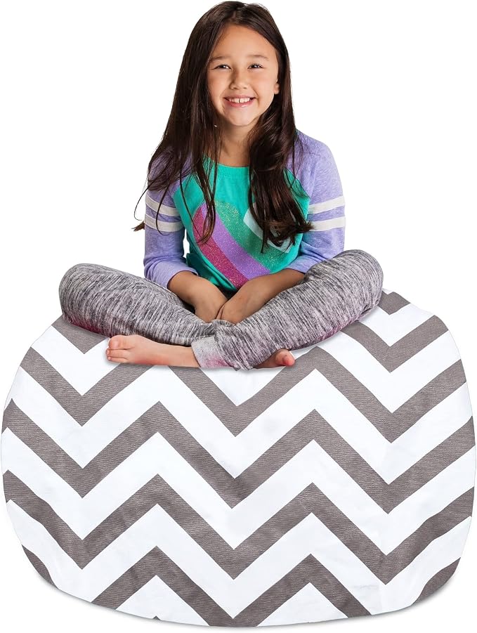 Posh Creations Kids Stuffed Animal Storage Bean Bag Chair Cover - Childrens Toy Organizer, Large-38in, Canvas Sloth and Trees - Image 2