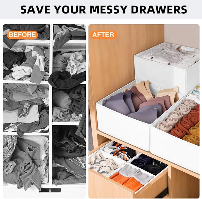 【FAMILY PACK】Drawer Organizer Clothes, 20 Pack Dresser Organizer Bins for Baby Clothes - Underwear Bra Sock Organizer - Fabric Closet Organization and Storage Dividers for Nursery Bedroom Dorm - Image 6