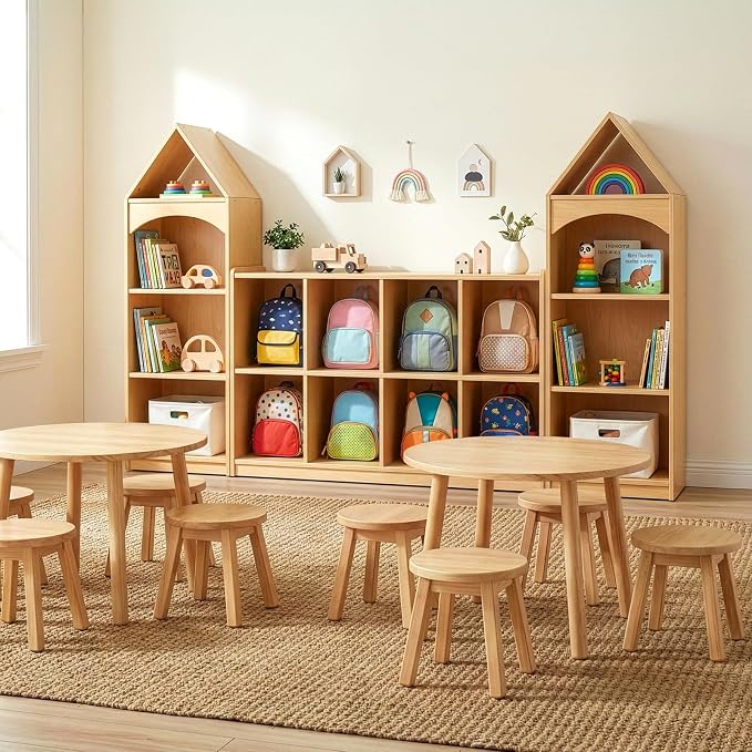 OOOK 8-Compartment Wooden Storage Cabinet, Kids Toy Storage Organizer Large | FSC Safety, Montessori Bookshelf for Classroom, Playroom, Kindergarten, Living Room, Office, 46"W×11.7"D×31.5"H - Image 2