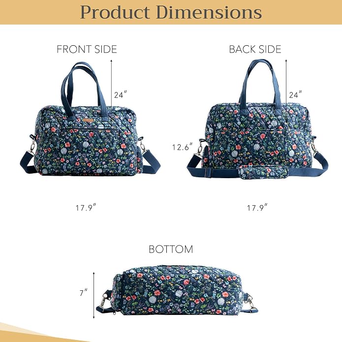 Maison d' Hermine Weekender Bags for Women Cotton Quilted Duffel Overnight Luggage Weekend Bag for Men Gym Gifts Travel | Overnight Luggage Weekend Bag for Men Gym Sports Gifts Duffle bag Business Travellers Trip Spring Summer - Image 6