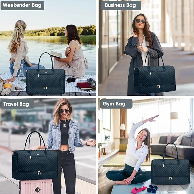 Travel Weekender Bags for Women - Duffle Bag Women with Shoe Compartment Carry On Overnight Bag with Toiletry Bag Duffel Bags with Wet Pocket for Gym Hospital Bags for Labor and Delivery Peacock Blue - Image 6