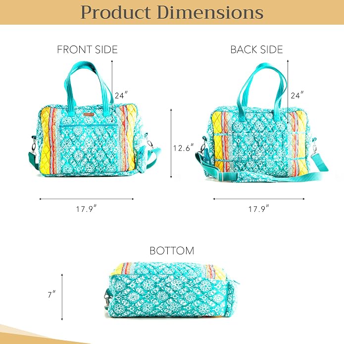 Maison d' Hermine Weekender Bags for Women Cotton Quilted Duffel Overnight Luggage Weekend Bag for Men Gym Gifts Travel | Overnight Luggage Weekend Bag for Men Gym Sports Gifts Duffle bag Business Travellers Trip Spring Summer - Image 6