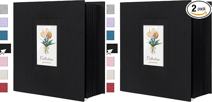Linen Photo Album 4x6 Large Capacity 1000 Pockets Pictures Fabric Cover Books Albums Wedding School Family Anniversary Baby Memory Engagement Travel Albums(Black, 1000 Pockets) (Pack of 2) by Colemoly