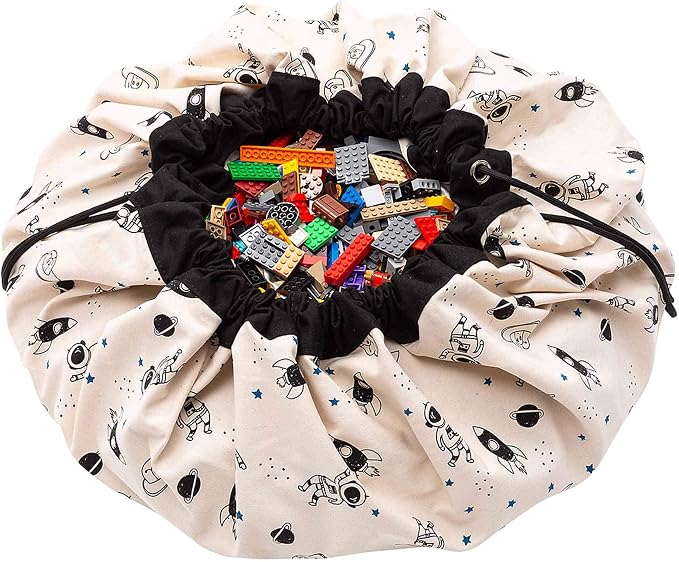 Play & Go Drawstring Play Mat Storage Bag for Children - Kids Toy Storage Organizer - Drawstring Toy Bag - Large 55" Play Mat for Toddlers Toys and Bag for Storage - Fluorescent - Image 2