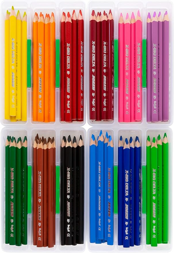 JOLLY X-Big-Delta Nursery Case, Triangular Colouring Pencils, 96 Colouring Pencils in 12 Colours, in Practical Helkelbox with Lid, Removable Pen Compartments, Shatterproof and Childproof Colouring - Image 2
