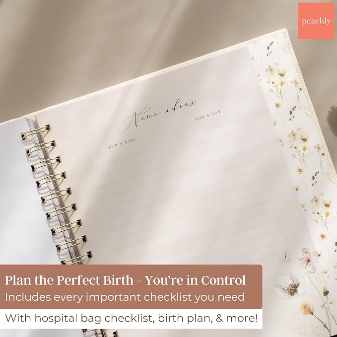 Peachly Pregnancy Journal for First Time Moms - Linen Memory Book | Gift-boxed 110-page maternity keepsake & pregnancy scrapbook. Bump photo pages, hospital & newborn checklists, archival paper - Image 6