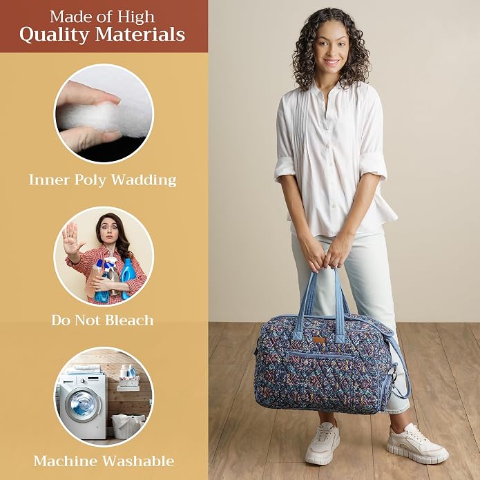 Maison d' Hermine Weekender Bags for Women Cotton Quilted Duffel Overnight Luggage Weekend Bag for Men Gym Gifts Travel | Overnight Luggage Weekend Bag for Men Gym Sports Gifts Duffle bag Business Travellers Trip Spring Summer - Image 3