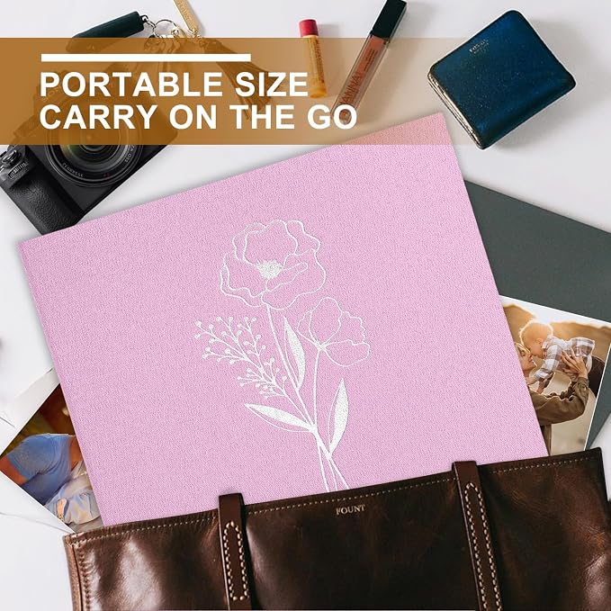 Lanpn 8.5x11 inch Scrapbook Photo Album, Linen Cover Archival Acid Free Top Load 3 Ring Binder Folder Photo Book 8.5 x 11 with 30 Plastic Sleeves 60 Pages (Pink) - Image 6