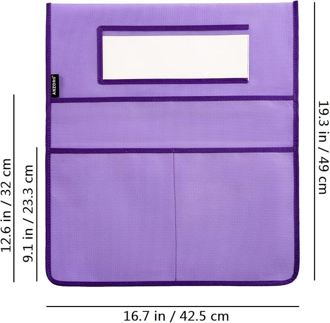 Chairback Buddy Pocket Chart Back of Chair Organizer for Classroom with Name Tag Pocket (PURPLE-12 PACK) - Image 8