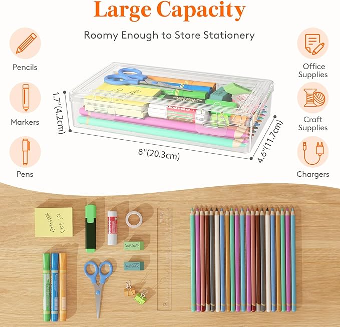 Lifewit Photo Storage Box 5x7 Photo Case, 9 Inner Photo Keeper, Clear Photo Boxes Storage,Stackable Craft Organizer for Art Supply, Office, 4 Pack - Image 3