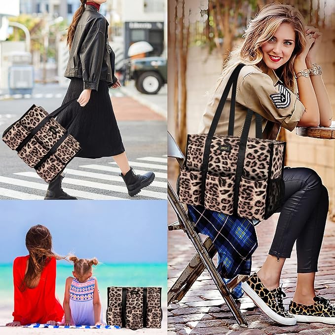 IBFUN Utility Tote Bag with 24 Pockets, Large Teacher Travel Tote for Women | Large Work Tote Bag 2pcs with Zipper for Travel Daily School Teacher Nurse, Large Lightweight Laptop Shoulder Bag Handbag - Image 2