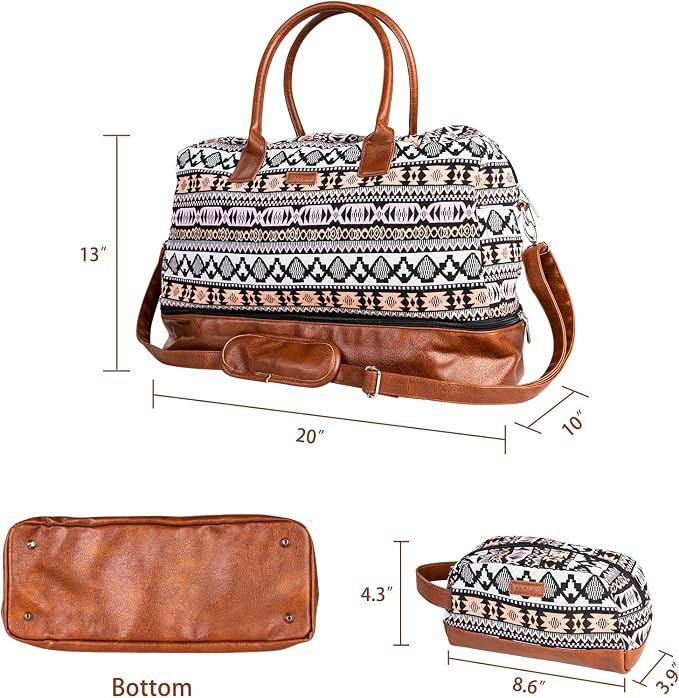 MyMealivos Canvas Weekender Bag, Overnight Travel Carry On Duffel Tote with Shoe Pouch (multi) - Image 2