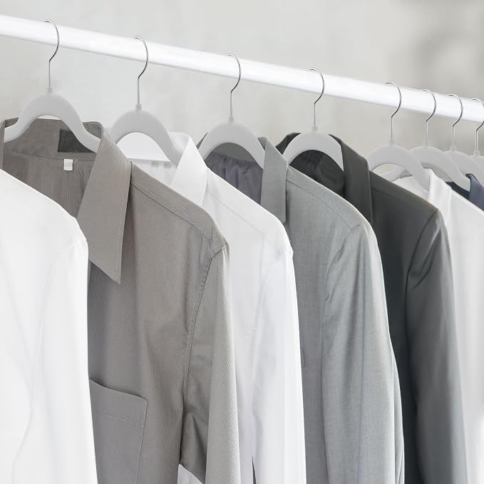 Lifemaster Velvet Skirt Hangers – with Adjustable Clips, 360 Degree Swivel Hook, and Non-Slip Shoulder Notch, Holds Up to 10 lbs, for Organizing Skirt, Pants, Dress, and Clothes, Pack of 10, White - Image 11