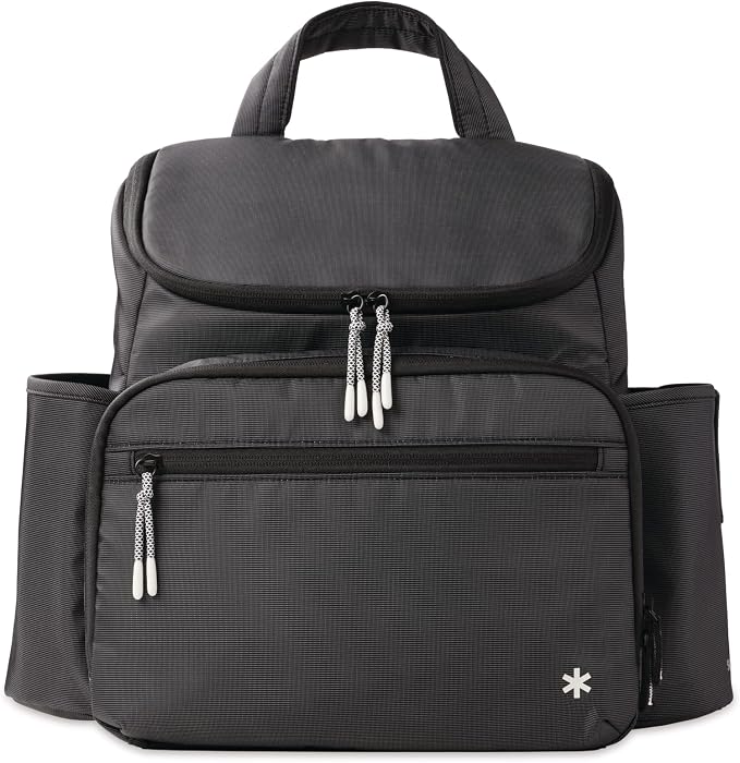Skip Hop Diaper Bag Backpack with Portable Changing Pad Adjustable Pocket for 30 oz Tumblers 9 Total Pockets Insulated Packing Cubes Luggage Sleeve & Stroller Straps Fits a 14” Laptop Forma Next Black by Unknown