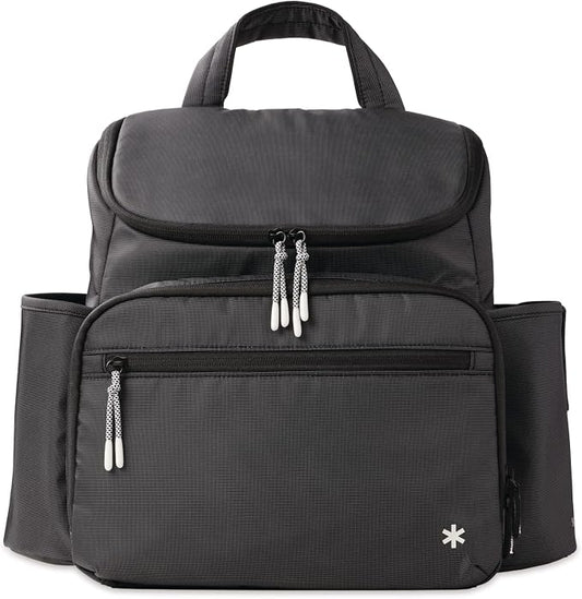 Skip Hop Diaper Bag Backpack with Portable Changing Pad Adjustable Pocket for 30 oz Tumblers 9 Total Pockets Insulated Packing Cubes Luggage Sleeve & Stroller Straps Fits a 14” Laptop Forma Next Black by Unknown