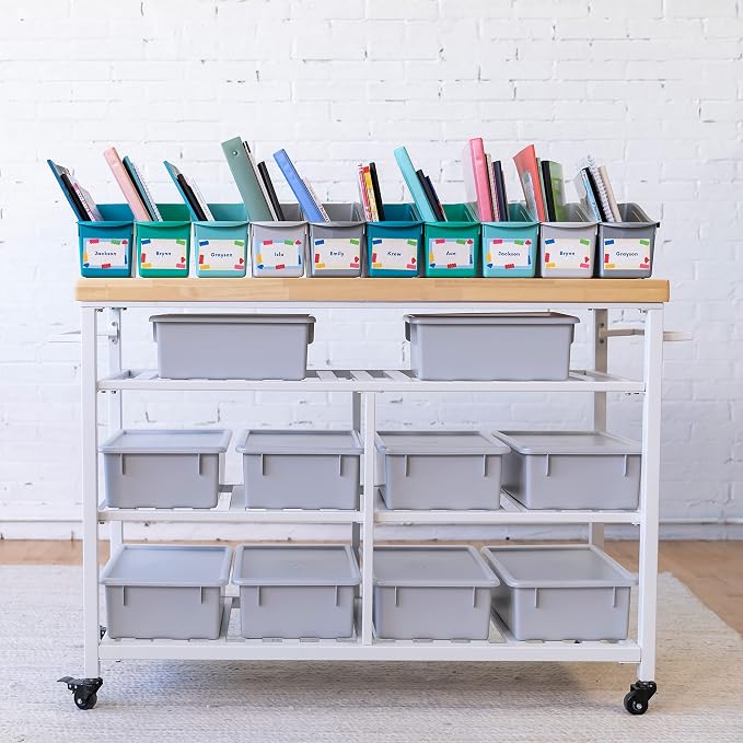 ECR4Kids Linking Plastic Storage Book Bin, Multipurpose Organization, Contemporary, 10-Piece | Durable plastic with built-in handles, interlocking, nestable, ideal for books, magazines, and files in a classroom or office - Image 7