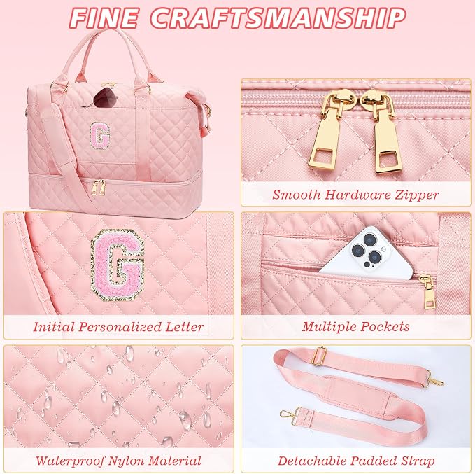 19 Year Old Girl Birthday Gifts Travel Bags with Makeup(Pink,G) | Gifts for 14 Year Old Girl-Overnight Bags with Toiletry Bag-Gym Bag with Shoe Compartment - Image 6