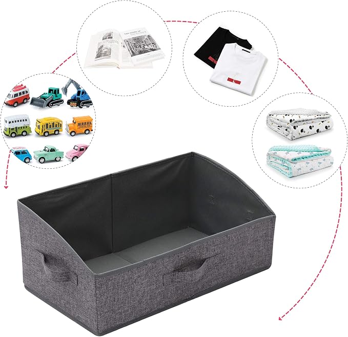 TENABORT 6 Pack Trapezoid Large Foldable Closet Storage Bins with Handle, Fabric Storage Organizer Cube Colth Containers Linen Box Shelf Baskets for Clothes Clothing Shelves Wardrobe - Image 6