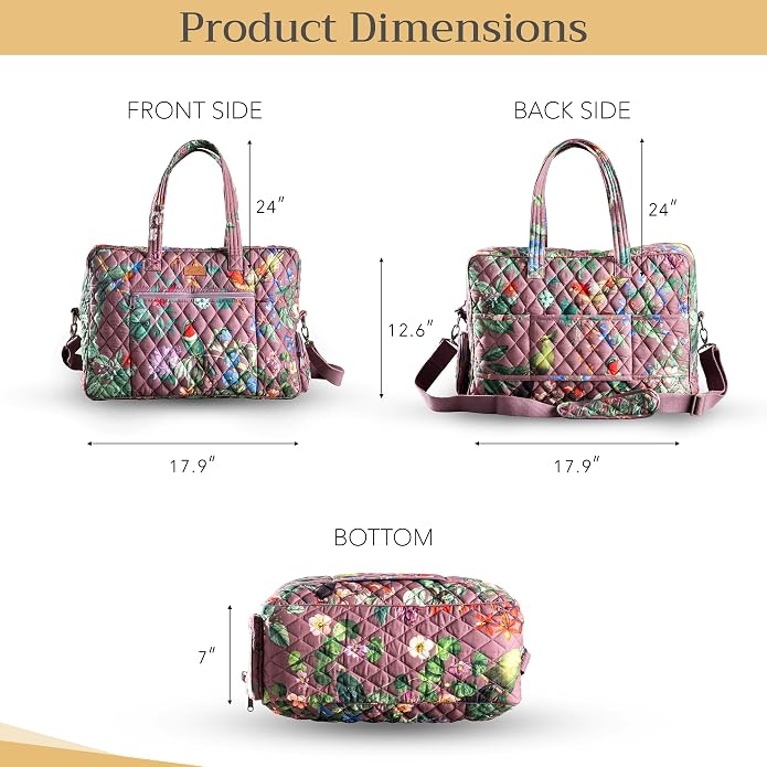 Maison d' Hermine Weekender Bags for Women Cotton Quilted Duffel Overnight Luggage Weekend Bag for Men Gym Gifts Travel | Overnight Luggage Weekend Bag for Men Gym Sports Gifts Duffle bag Business Travellers Trip Spring Summer - Image 6
