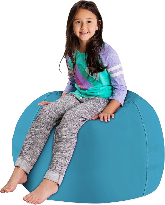 Posh Stuffable Kids Stuffed Animal Storage Bean Bag Chair Cover - Childrens Toy Organizer, Large 38" - Heather Teal - Image 4