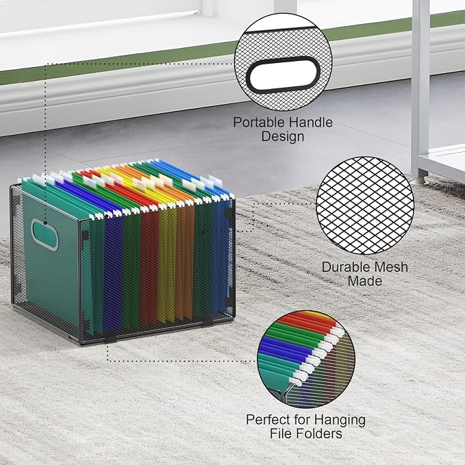 samstar Hanging File Organizer, Mesh File Folder Organizer File Crate File Cabinet Inserts Storage Box, Letter Size - Image 4